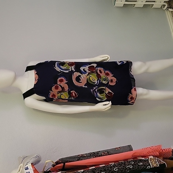 Simply VERA Retro 1960s Mod Floral Chiffon Sleeveless Babydoll Jumper Mini Dress - Picture 2 of 10